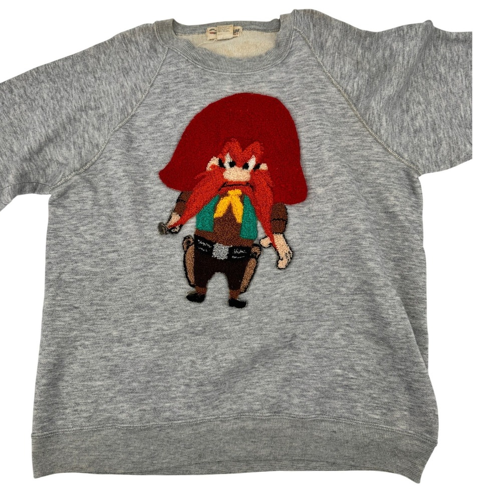 Vintage Yosemite Sam Chenille Patch Sweatshirt Gray 18W‎ Cheetah Mervyns